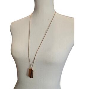 Necklace Banana Republic Rectangle Pendant Rhinestones Gold Tone 32" SKU2233